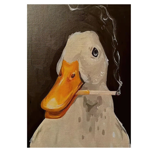 Abstract Duck Fun Illustration Poster Picture Canvas Painting Creative Smoking Duck Wall Art Home Decor Print Living Room Mural