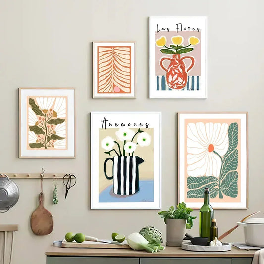 Scandinavian Minimalist Wall Art Colorful Anemone Shapes Abstract HD Canvas Poster Print Home Bedroom Living Room Decoration