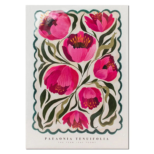 Summer Peony Colourful Quirky Handrawn Art Peonies Colourful Bathroom Art Poster Colourful Prints Posters Artwork Home Decor